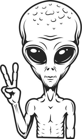Alien with Peace Sign